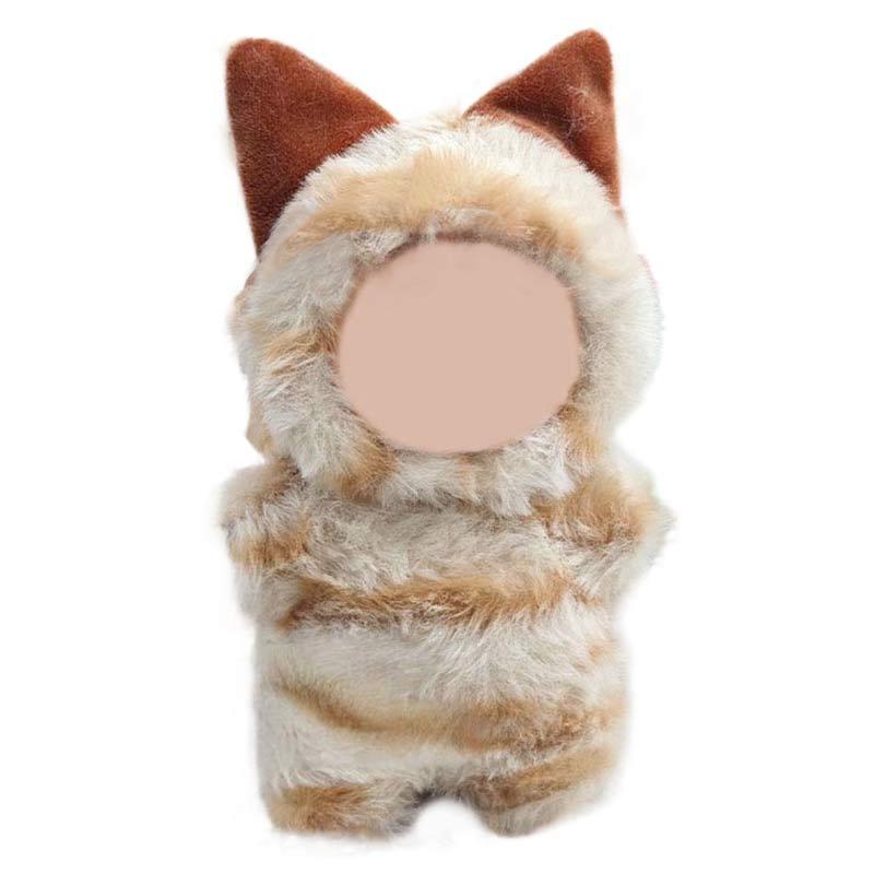 17cm Doll Clothes For Labubu Cute  Dinosaur Elephant Cat Plush Suit Jumpsuit Kawaii Headwear Doll Dress Up Game Decor For Gift