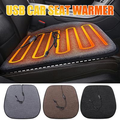 Beheiztes Autositzkissen, USB-beheizte Sitzauflage für Winterfahrten, tragbarer beheizter Sitzbezug für Outdoor-Aktivitäten, Autositzwärmer mit rutschfester Unterseite