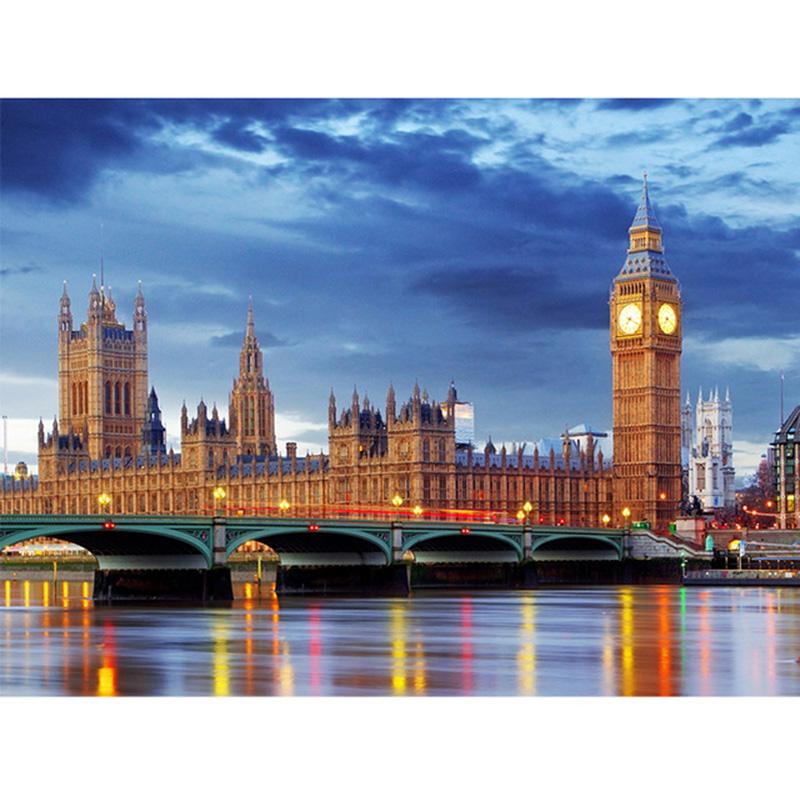 5D-Diamantgemälde zum Selbermachen, Brücke, voller runder Bohrer, malerischer Diamant, Stickerei, Kreuzstich, Mosaik-Set, Kunstharz, Wandkunst, Heimdekoration