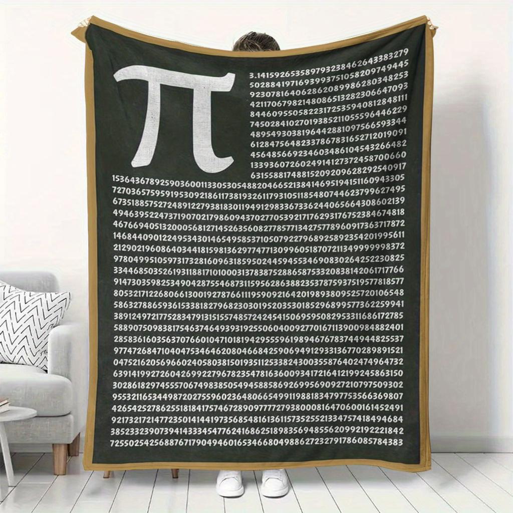 Pi Number Math-Themed Flannel Blanket - Cozy Pi Day Gift for Students Teachers Mathematicians
