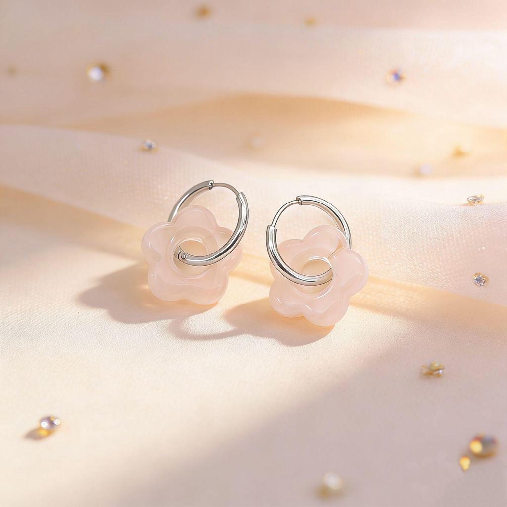 2025 Dopamine-Inspired Enamel Flower Hoop Ear Cuffs - Light Luxury Earrings