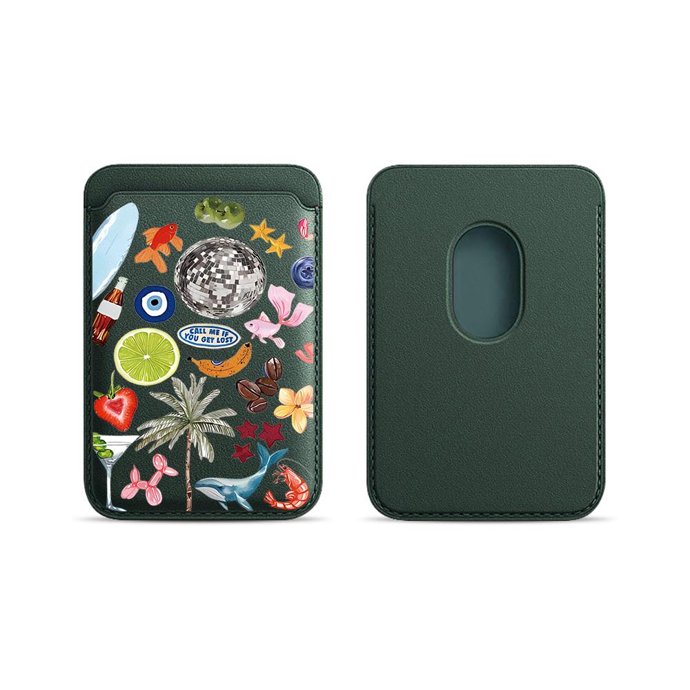 Trend Collage Leder Karten Geldbörse Hülle Handy Kartenhalter Magnetische Hülle Geeignet Für alle iPhone Für Magsafe Karten Handy Rückentasche