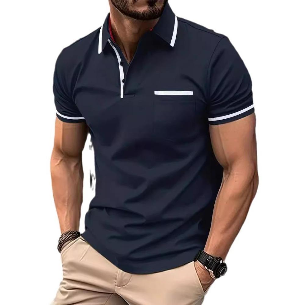 Pocket Splicing Polo Men's Casual Shirt