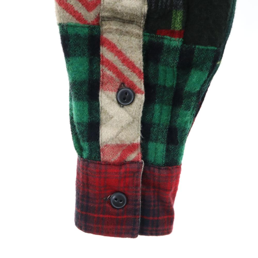 RRL Unused wool blend Check Pattern Patchwork Long sleeve shirt Men's Used