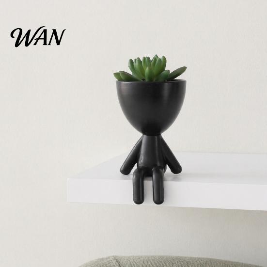 Office Desk Planter 3D Printed Sitting Human Figure Succulents Planter, 2-in-1 Desktop Pot & Decor Ornament, Matte Finish Small Flowerpot for