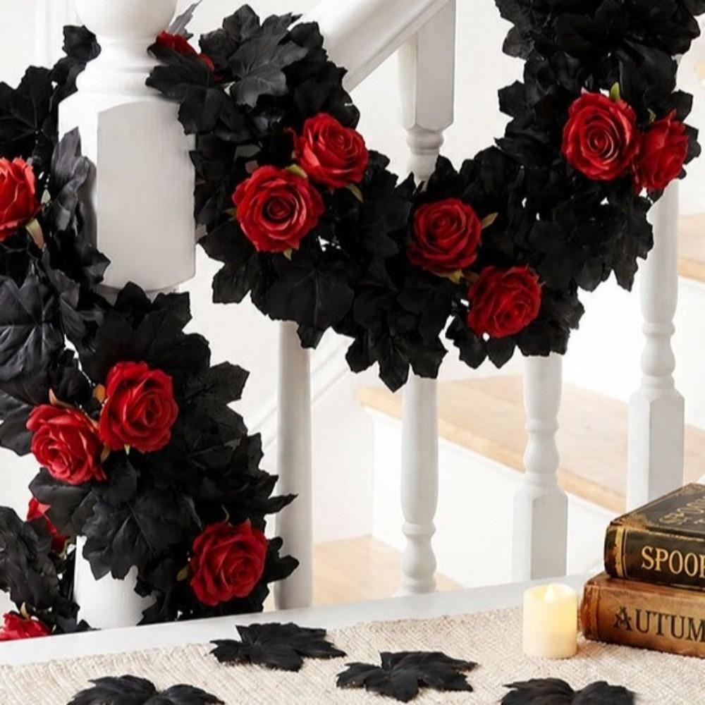 Gothic Style Maple Leaf Garland Lifelike Artificial Plant Christmas Decor