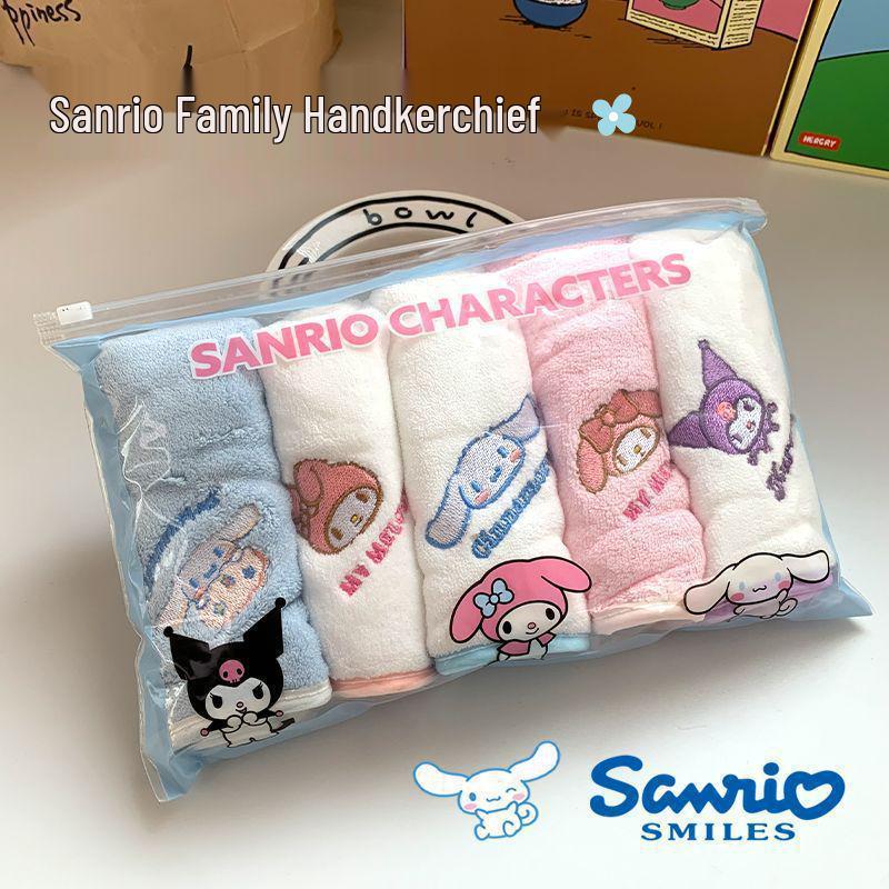 

Children s Cartoon Embroidered Sanrio Towel Set - 5-Piece Skin-Friendly Absorbent Washcloths for Face and Kindergarten. 30*30 cm