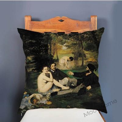 Edouard Manet World Famous Oil Painting Olympia Young Girls The Lunch Impressionism Sofa Pillow Case Gallery Art Cushion Cover