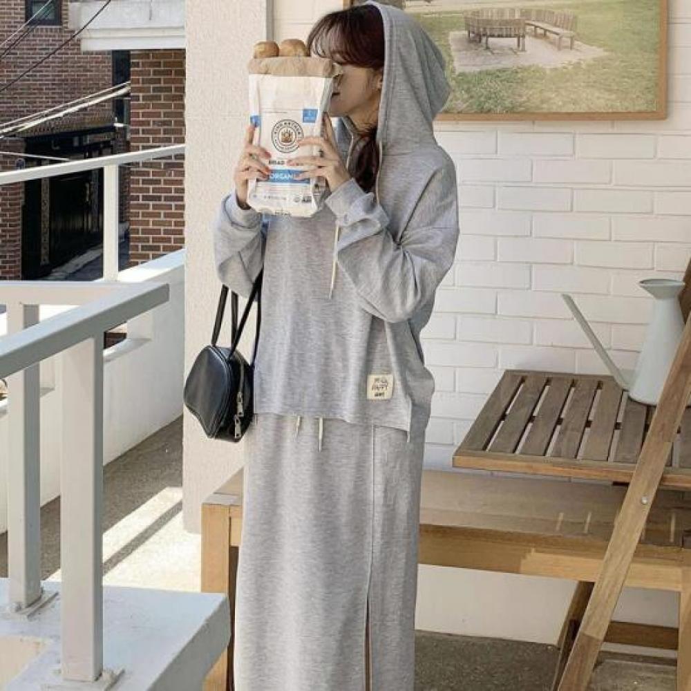 New Arrivals Open Run Hoodie Sweatshirt Spring Side Slit Waistband Skirt Setup