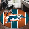 Dolphins Team Logo Artwork Round Rug for Livingroom,Bedroom, Palyroom, Chair Rug, Area rug, Circle Carpet, Large Size Fan Christmas gift