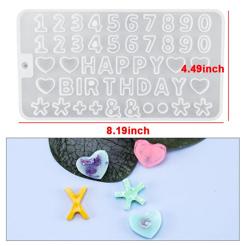 Alphabet Epoxy Resin Mold Kit Ornament Backward Letter Resin Silicone Mold Drill Number Mould For Keychain Making Jewelry DIY