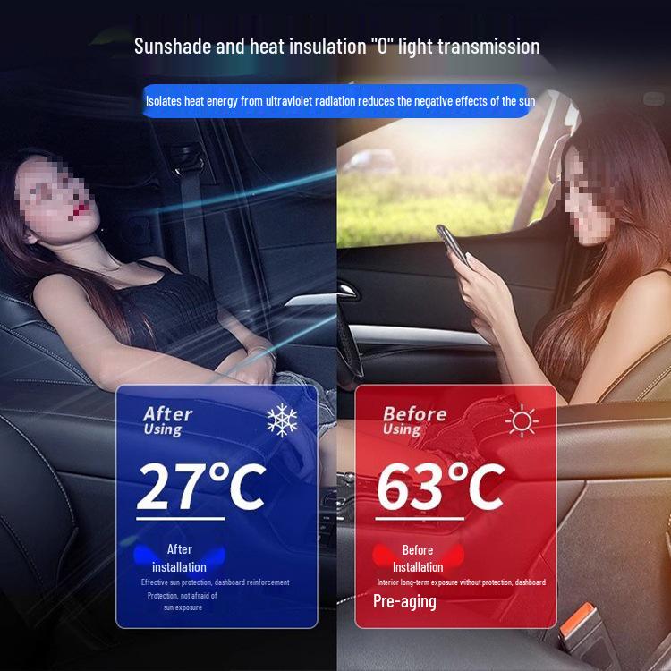 Opaque Car Sunshade Curtain: Side Window Privacy & Heat Insulation for Camping