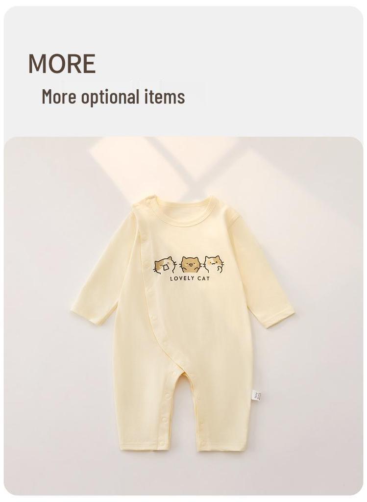 7A Antibacterial Double-Layer Long-Sleeve Baby Romper - Boneless Pure Cotton Pajamas for Spring & Autumn