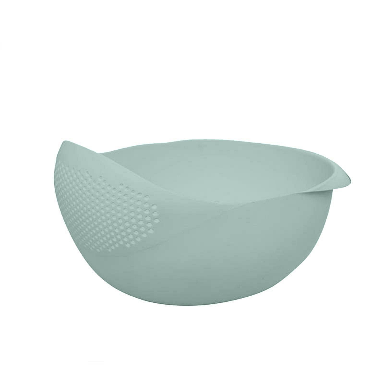 Plastic Rice Washing Bowl with Integrated Strainer for Kitchen Use Multipurpose Colander for Fruits Vegetables Pasta Grains One Size синий