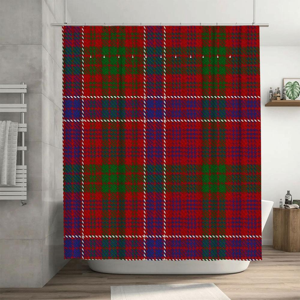 Plaid Shower Curtain, Tartan Pattern Bath Mat, Waterproof Home Decor, Bathroom Liners Red Green Blue Black White Striped Fabric