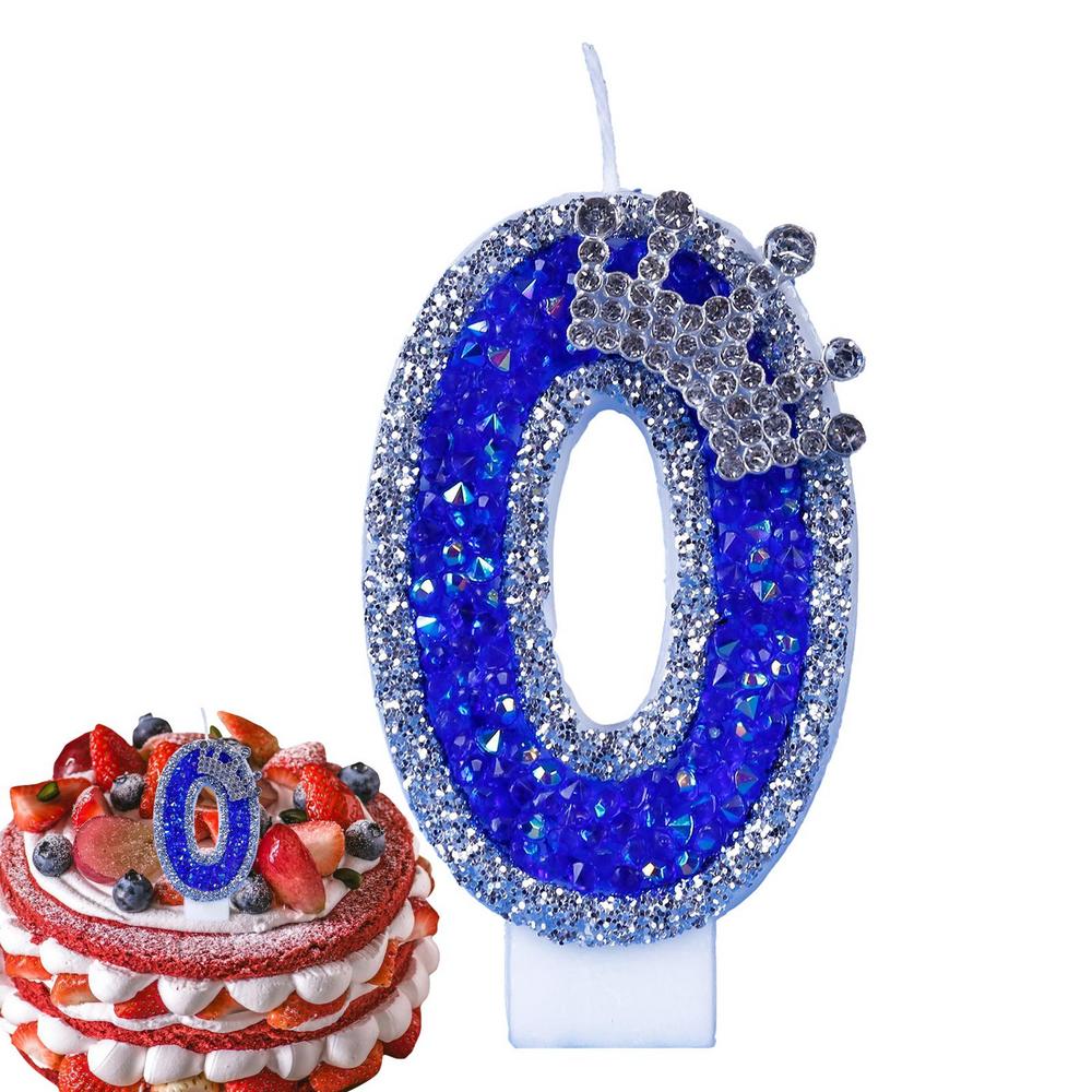 Blue Birthday Candles Glitter Blue Candles For Cake 3D Shape Cake Topper Decoration For Weddings Reunions Theme Parties