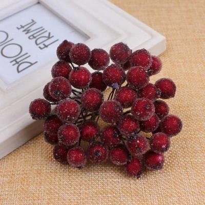 Christmas Frosted Artificial Berry Vivid Red Holly Berries Wedding Party Decoration Artificial Flowers Home Decor