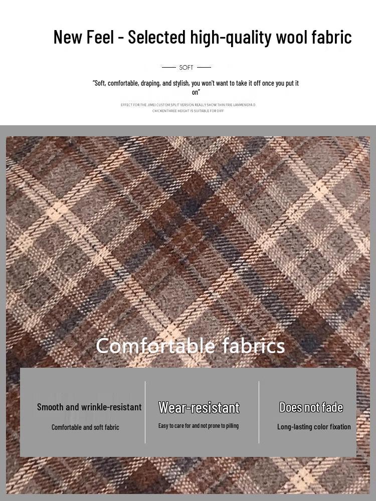 Women's High Waist Gray Plaid Woolen A-line Short Skirt - Autumn 2025 Edition