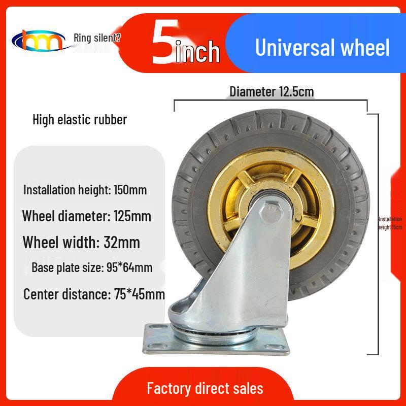 Schwerlast-Gummi-Lenkrollen mit Bremse - Doppelt gelagert, Größen 3/4/5 Zoll