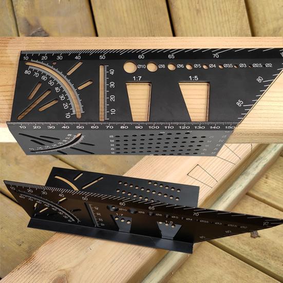 Multifunksjonell Vinkelmåler i Aluminiumslegering 45/90 Graders Vinkelmåling Merking Tegning Måleverktøy Snekring Trebearbeidingsverktøy