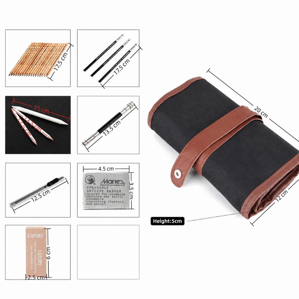 29PCS Portable Sketch Pencil Set Easy To Erase Easy To Sharpen Drawing Pencil Comfortable Grip Smooth Writing Painting Pencil