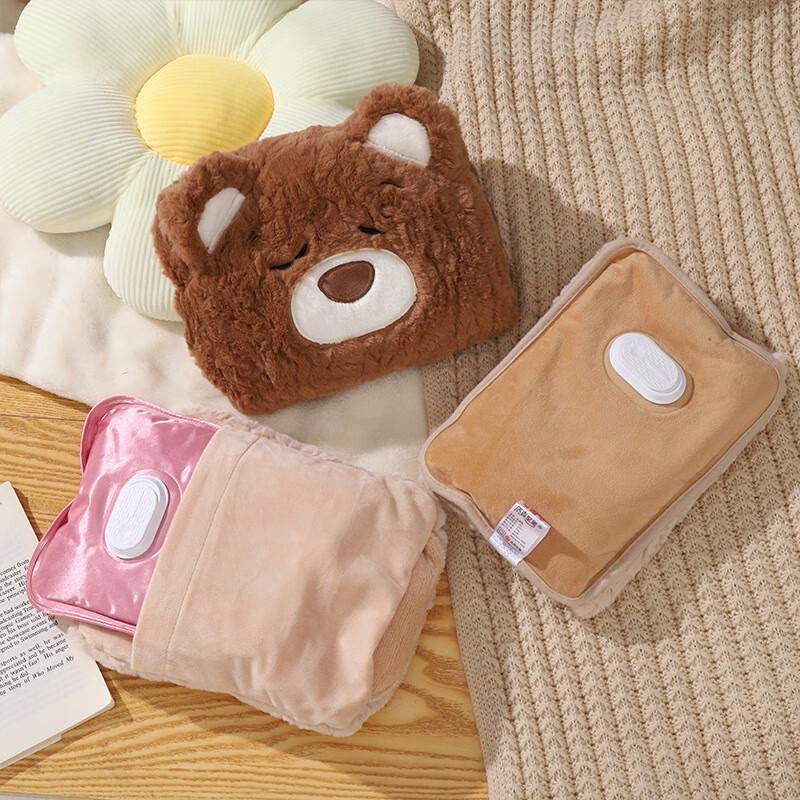Cute Plush Bear Electric Hot Water Bottle with Auto Shut-off