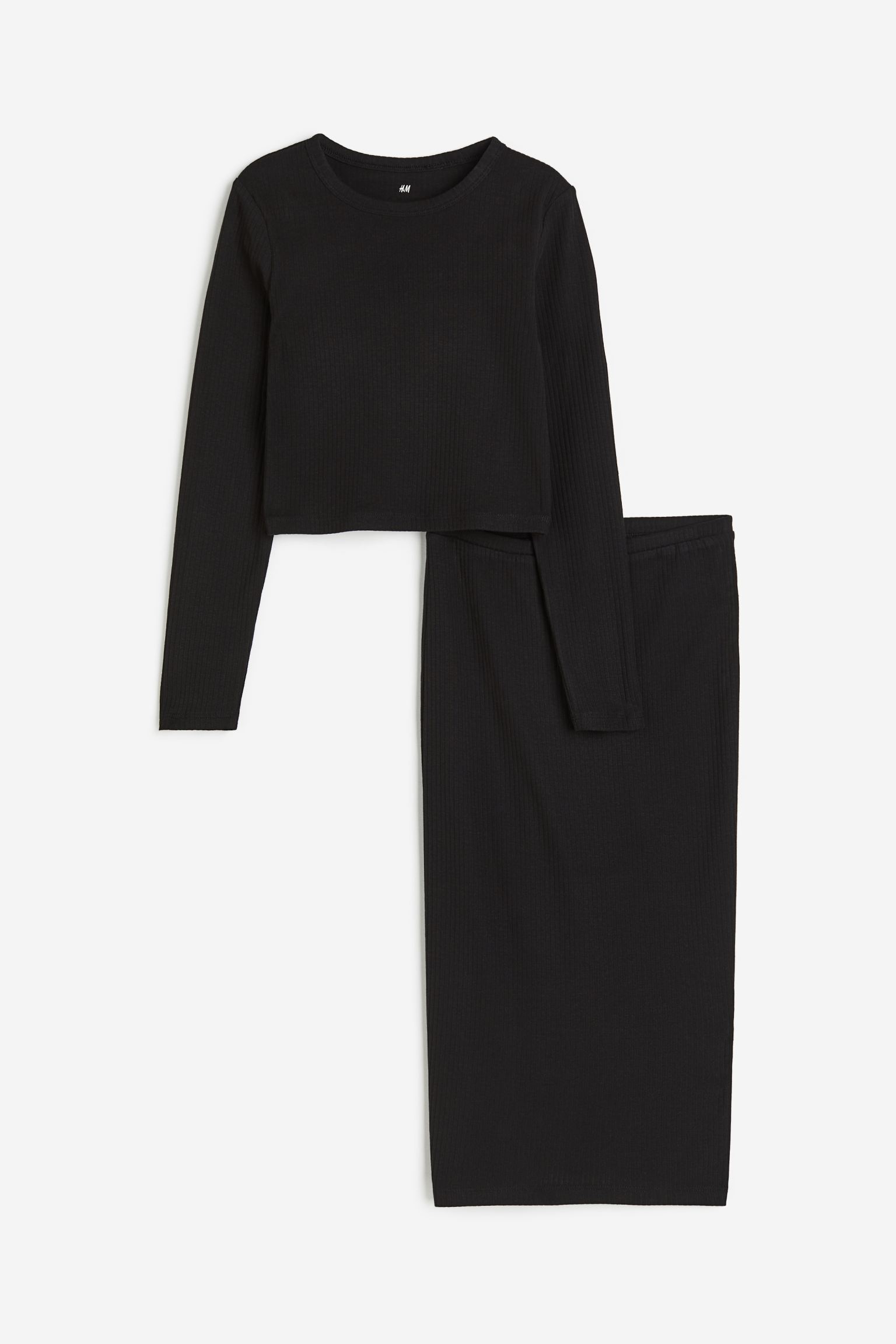 

Комплект из 2-х рубчатых топа и юбки