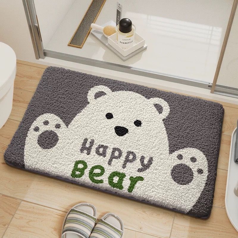 Bathroom door absorbent cartoon imitation cashmere toilet carpet toilet door mat toilet non-slip floor mat