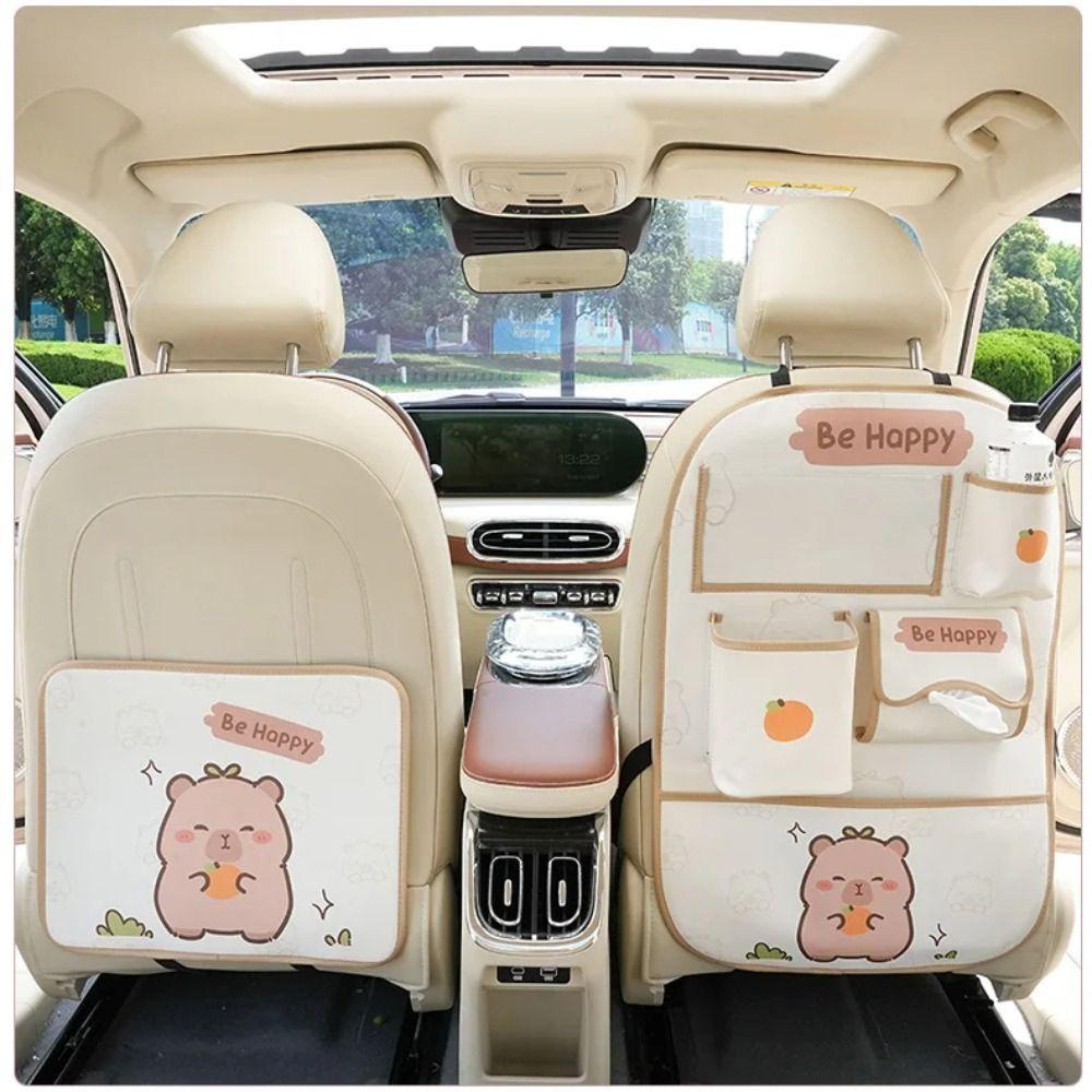 Anti-fouling Capybara Car Storage Bag Wear-resistant Cartoon Car Trash Can  Seat Back Foot Pad