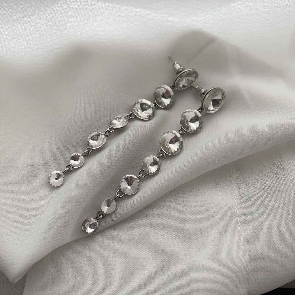 Long Round Diamond Earrings, Earrings, Trendy Atmosphere, Stud Earrings, Women'S Simple Temperament, Versatile Face, Thin Earrings