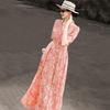 Lanseer 2026 Summer French V-Neck Printed Dress