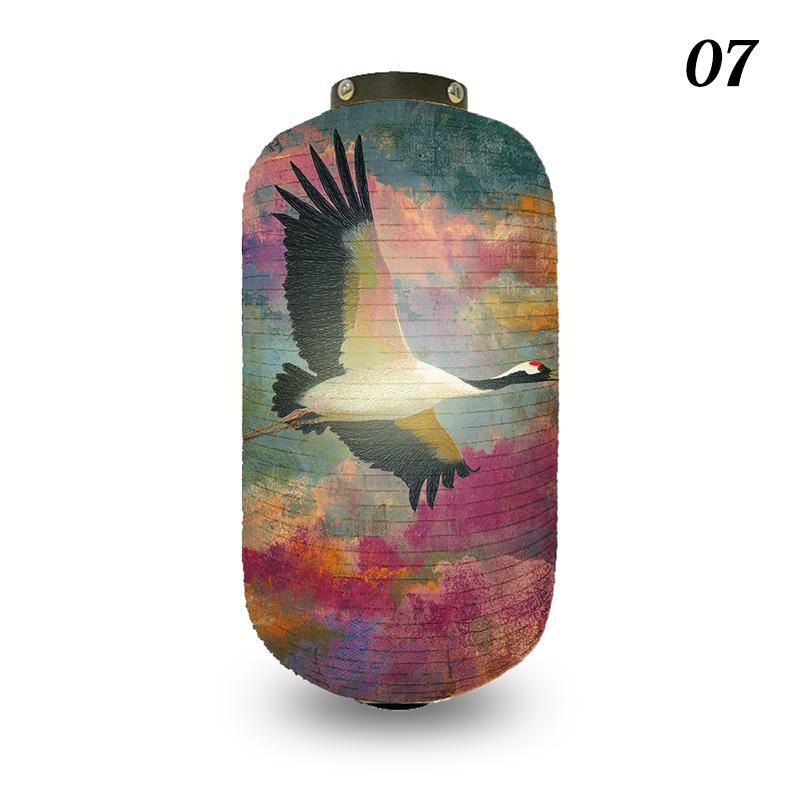 Japanese Style Lantern Ukiyo-e Style Flying-crane Printed Outdoor Bar Bistro Lantern Sushi Restaurant Hanging Lantern Decoration
