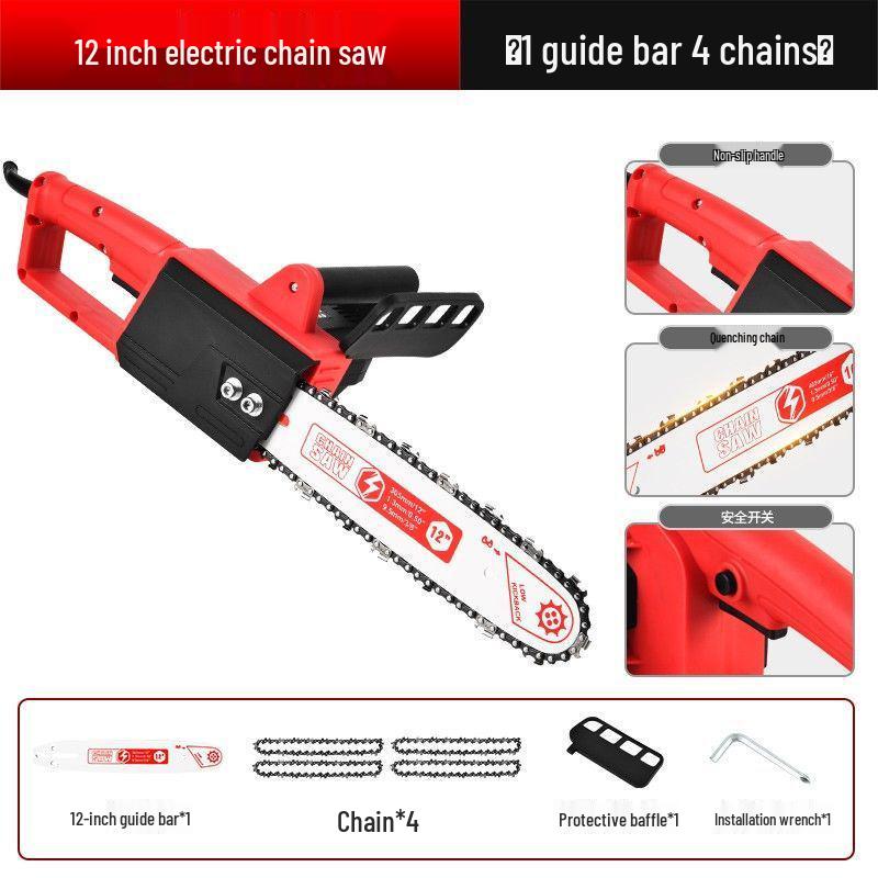 High-Power Handheld Electric Chainsaw for Home Woodworking & Tree Pruning
