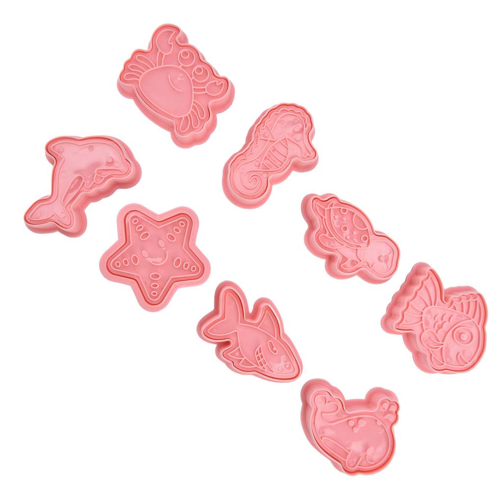 Tăietori de fursecuri din plastic cu model de animal marin, 3D, desen animat, presabil, formă pentru copt, pentru patiserie de bucătărie
