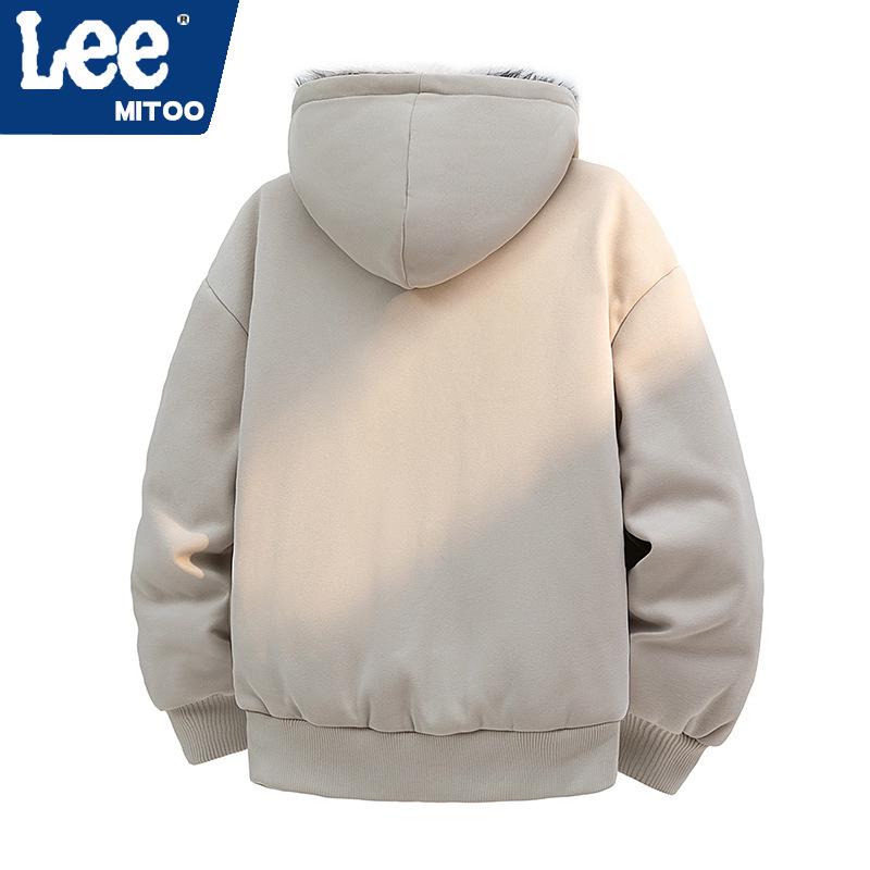 Lee&mitoo 2026 Winter Men's White Duck Down Jacket with Fleece Lining and Thickened Outerwear