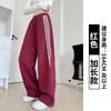 Grey striped sweatpants women's spring and autumn new high-waisted and thin leggings sweatpants straight design wide-leg pants