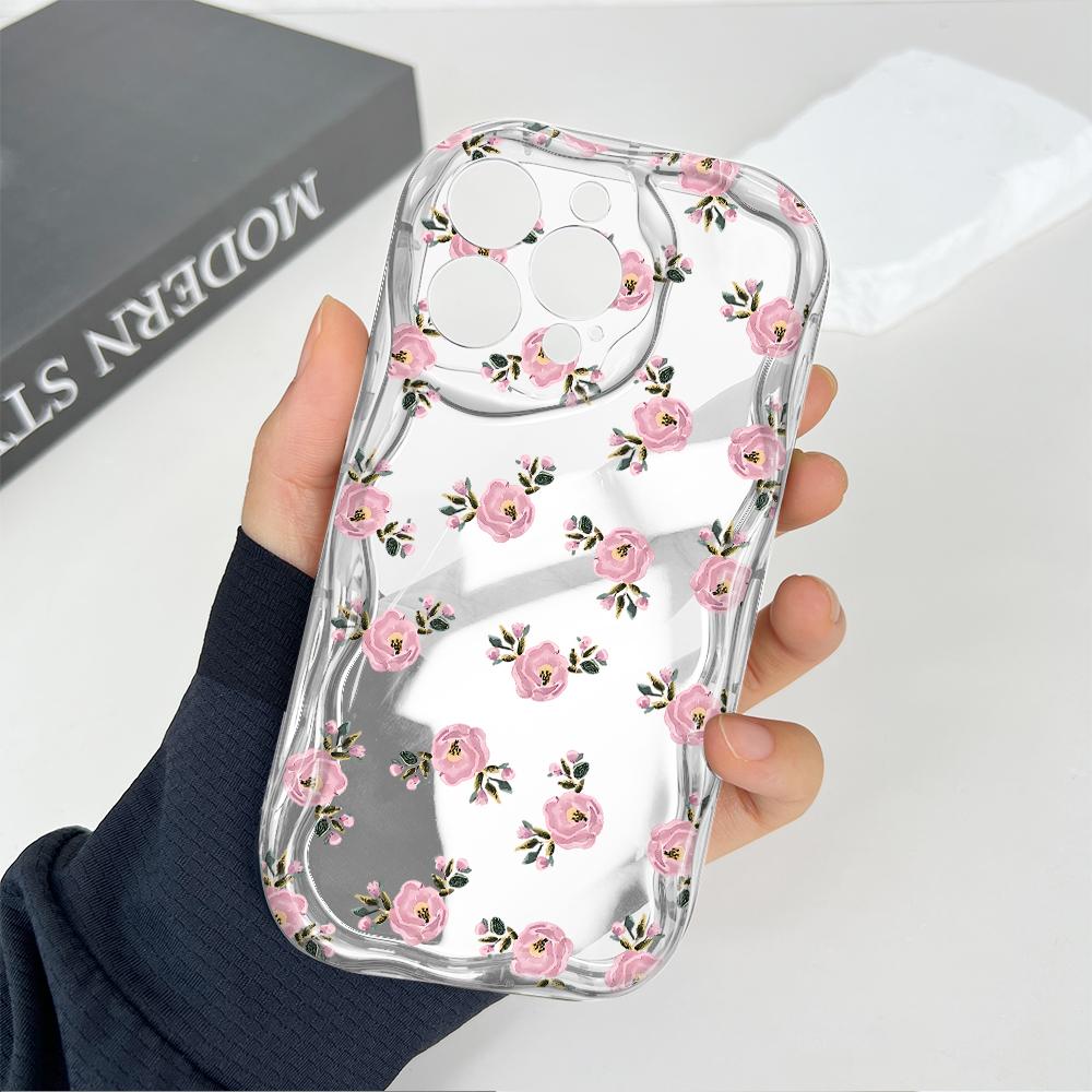 Roztomilý kreslený vzor krémová textura pouzdro vlnitý okraj měkký silikonový kryt pouzdro na telefon pro Huawei Honor Infinix Tecno iPhone