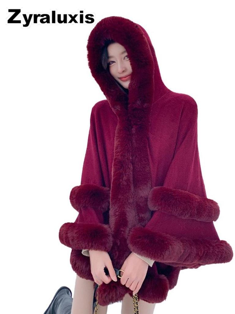 Women's Oversized Wool Shawl Wrap with Sleeves Ethnic Capelet with Kimono Cardigan
