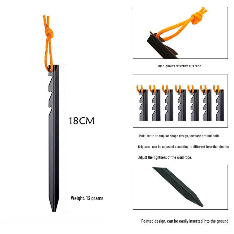 ZISIZ 18cm Triangular Aluminum Alloy Tent Stakes