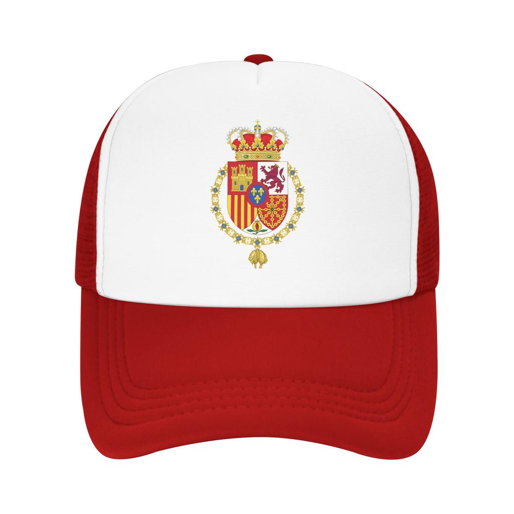 King of Spain Coat of Arms Sun Hats FeUnisex Unisex Mesh Trucker Hat Breathable Print Hiking Fishing Baseball Caps Birthday Present