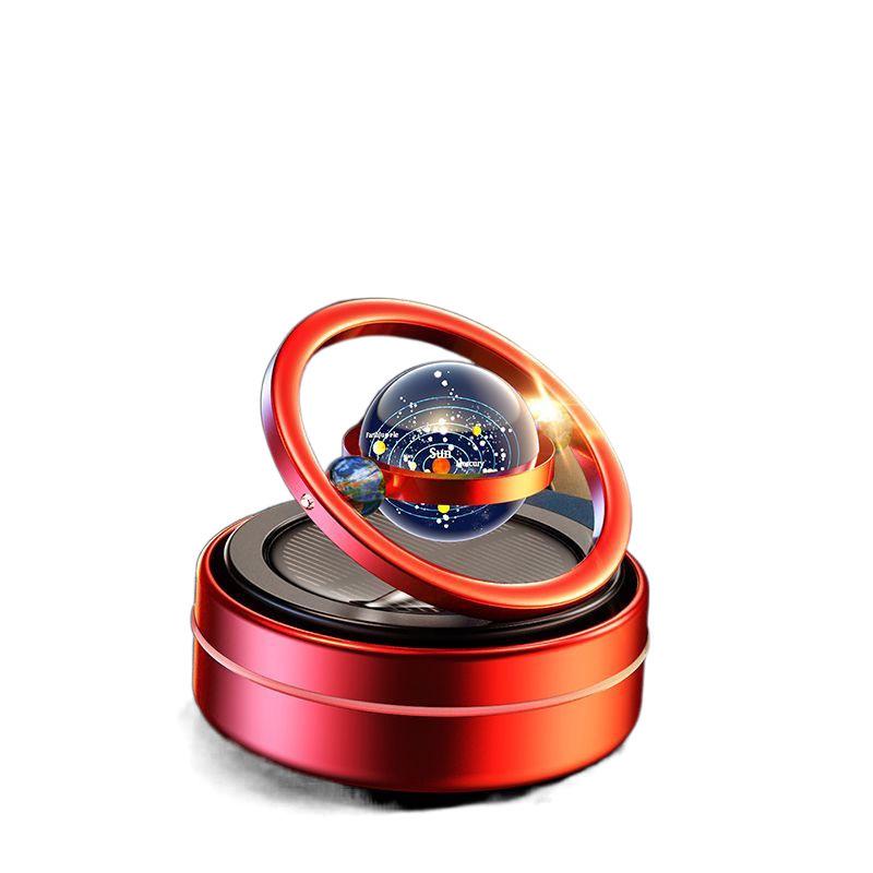 Solar Car Aromatherapy Ornament: Dual-Ring Rotating Perfume Deodorizer for Interior Decoration
