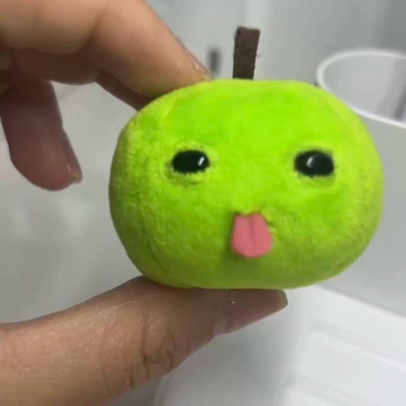 Silly Tongue Out Plush Fruit Keychain Perfect for Kids Backpack Fun