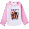 9197 Multi-color Kids Girls Katseye Print Raglan Long Sleeves T-Shirt