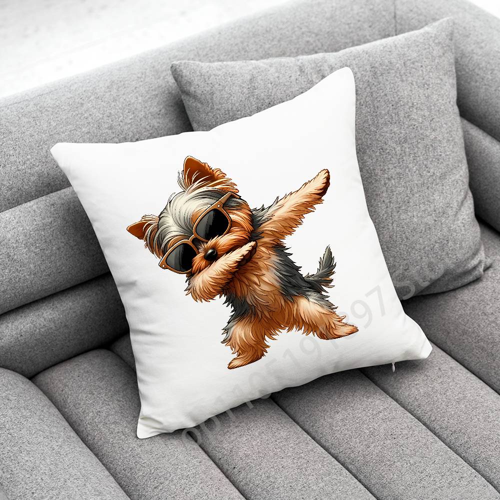 Yorkshire Terrier Dog Puppy Throw Pillow Case For 30x30cm 40x40cm 45x45cm 50x50cm 55x55cm Square Sofa Pillowcase Shell