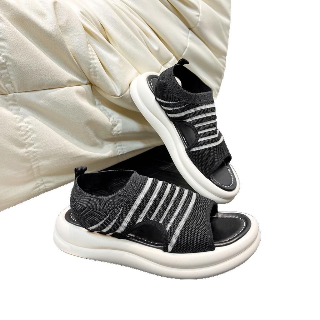 Spring and summer new Korean version muffin bottom foreign trade spot fashion casual knitted fish mouth sandals tide