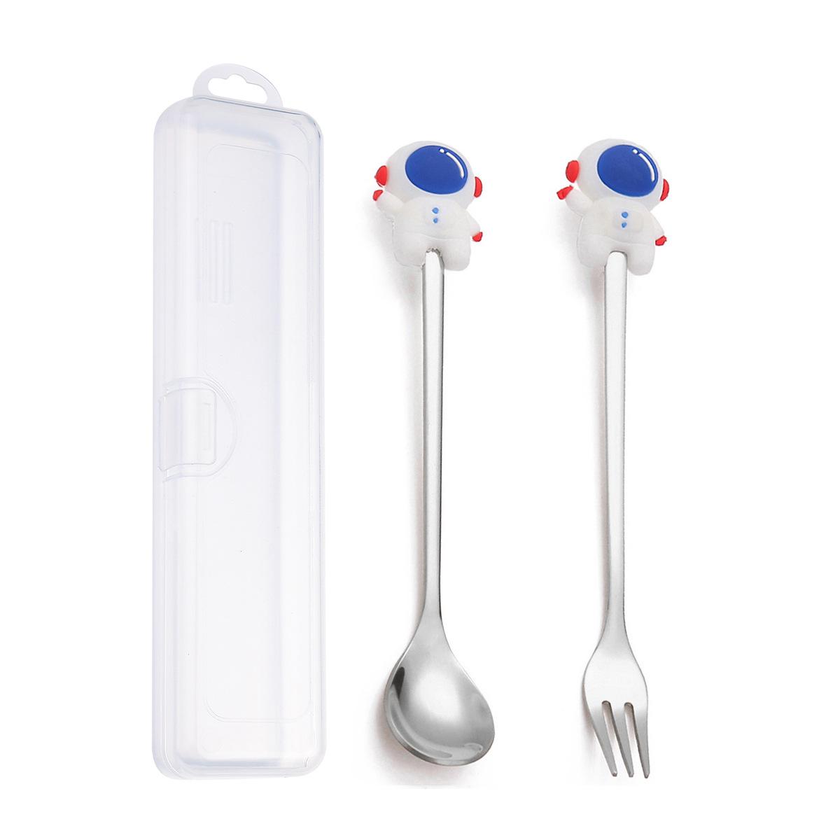 

HANYANG Рождественский десертный набор из вилок и ложек, милая кукла, десертная ложка, мультяшные столовые приборы, фруктовая вилка, портативная кофейная ложка