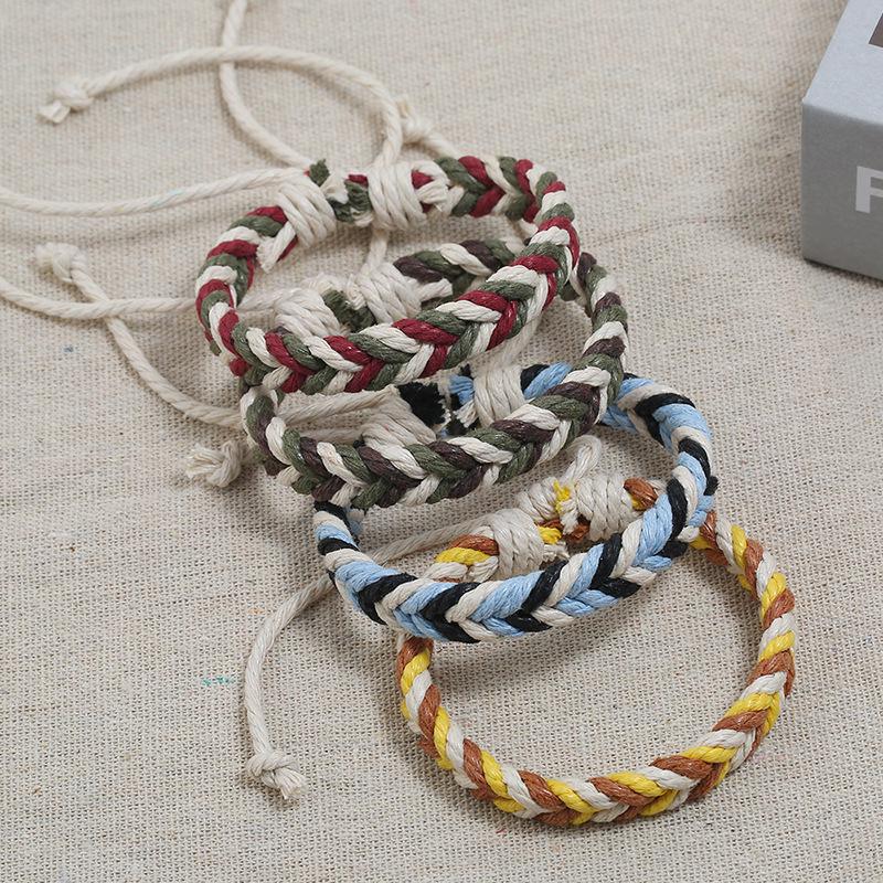 Colorful Ethnic Handmade Woven Bracelet: Korean-Style Fresh Cotton & Linen for Couples and Students