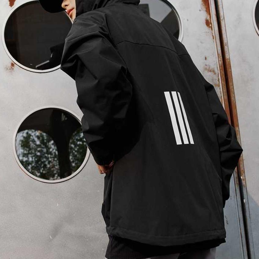 adidas SS25 Fashion Versatile Hooded Jacket Unisex Jacket Black KA9309