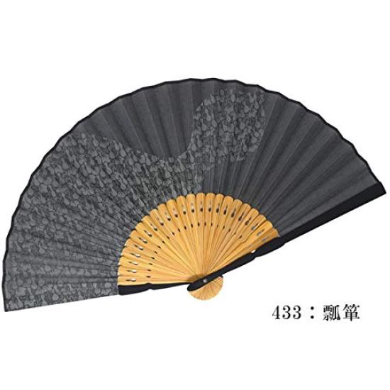 Kimono Folding Komon Cloth Folding Fan [Stylish Iroha] Men's Fan, Inden-style Pattern, 22cm, (433 Gourd)