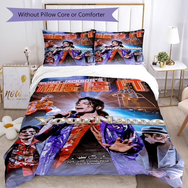 Michael Jackson 180 Customize Your Name Bedding Set Breathable Duvet Cover with Pillowcases Home Decoration Birthday Gift